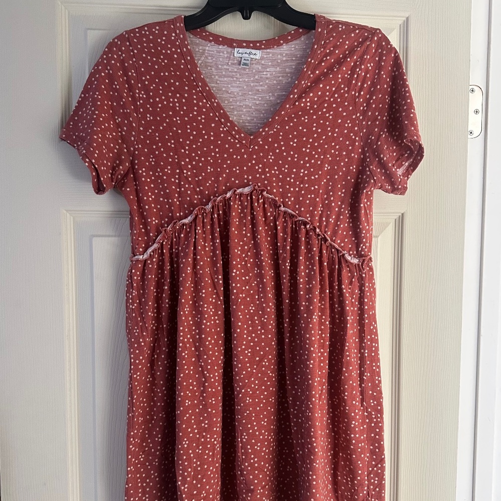 Redish pink polka dot dress